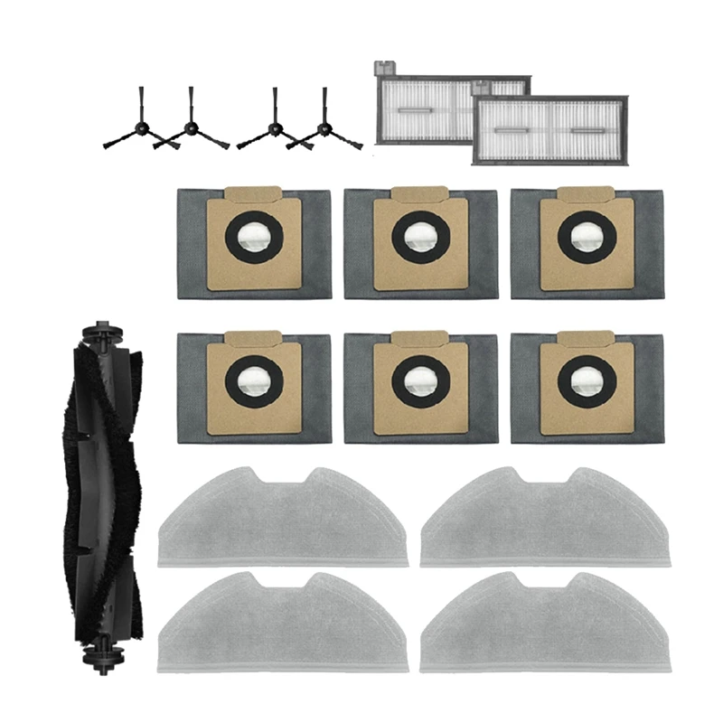 17 peças para eufy x8 pro/x8 pro ses robô aspirador de pó peças substituição principal escova lateral filtro pano saco de pó