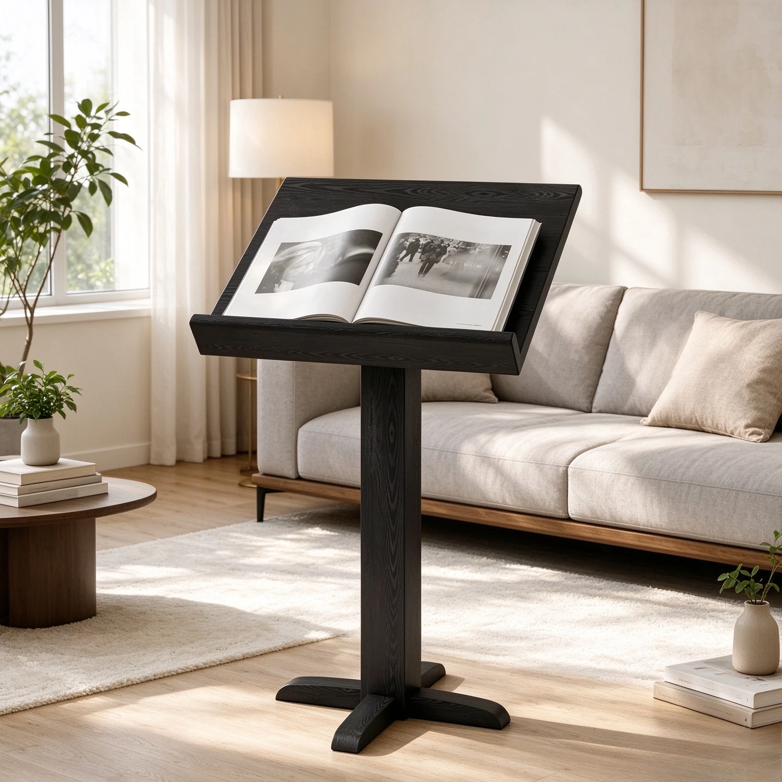 Solid Wood Vertical Reading Stand, Magazine and Music Sheet Display Rack for Living Room, Office, Study and Library Organization