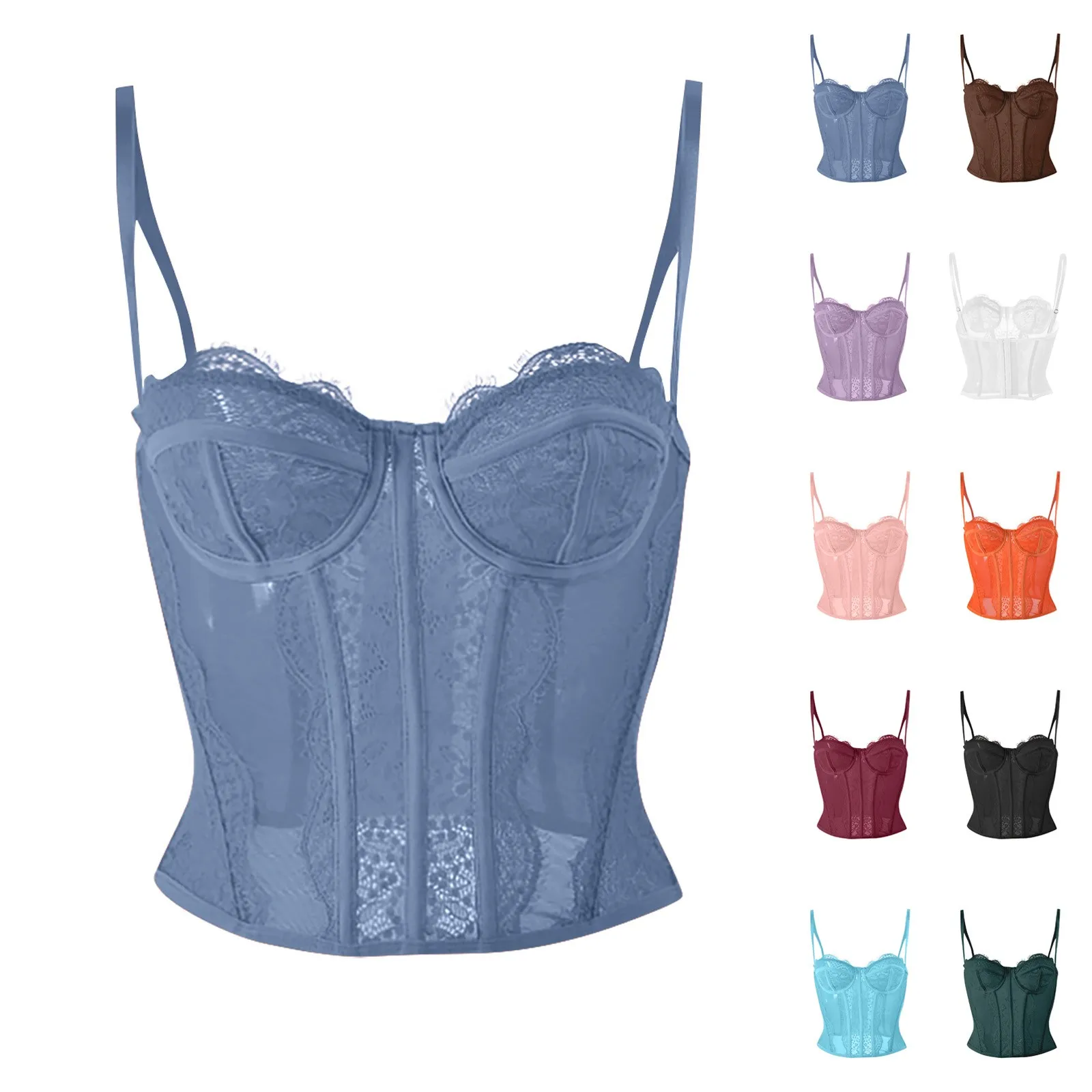 Corset Top Bustier Sexy Women Plus Size Overbust Corselet Blouse Lace Gothic Vintage Fashion Medieval Sexy Camisole Body Shaper