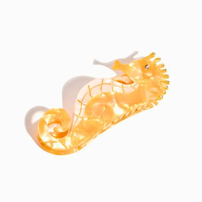 

Large Yellow Seahorse with Crystal Accent Hair Claw Clip
