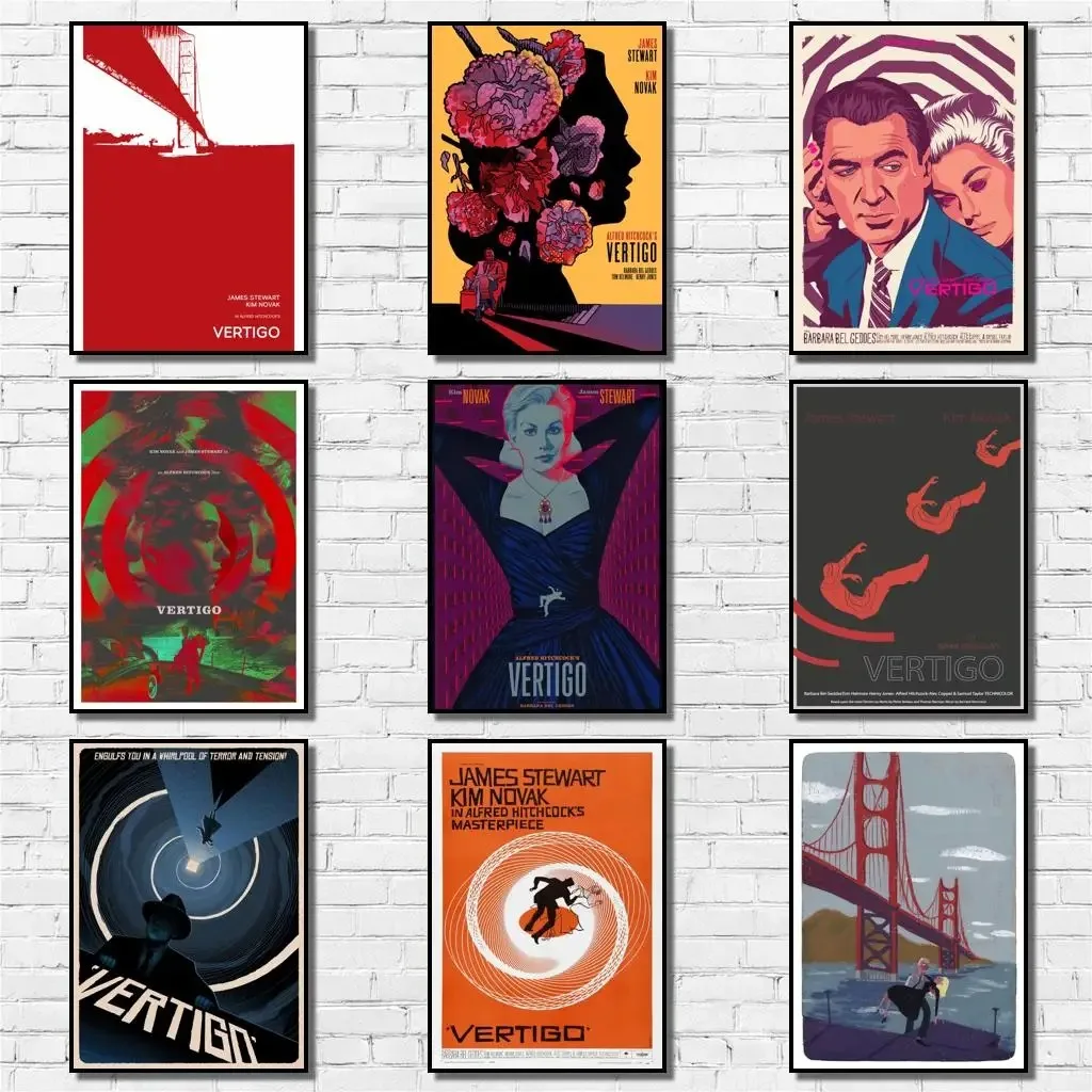 22 تصميمًا لفيلم Hitchcock Vertigo Whitepaper ملصق فني منزلي ملصق حائط فاخر لبار القهوة