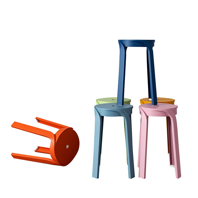 Plastic stool household adult thickened high round chair stackable chair
