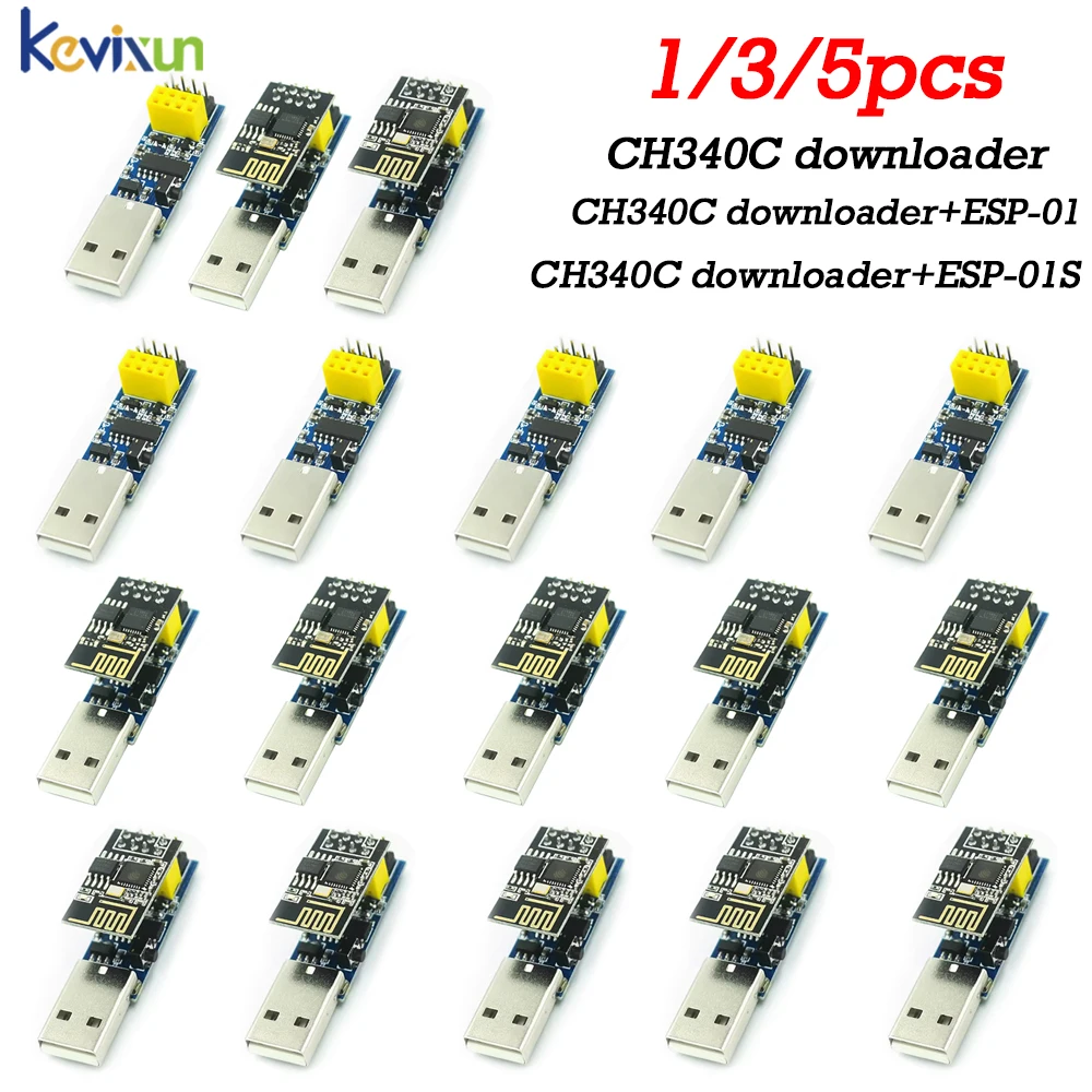 

5/1PCS CH340C USB ESP8266 ESP-01 ESP01S Prog WIFI Downloader Module Developent Board for Arduino Programmer Adapter