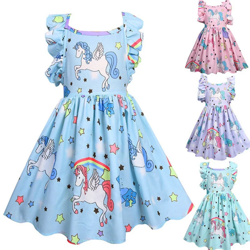 

INSHot-selling Children's Clothing/Unicorn Pink Children's Dress36004