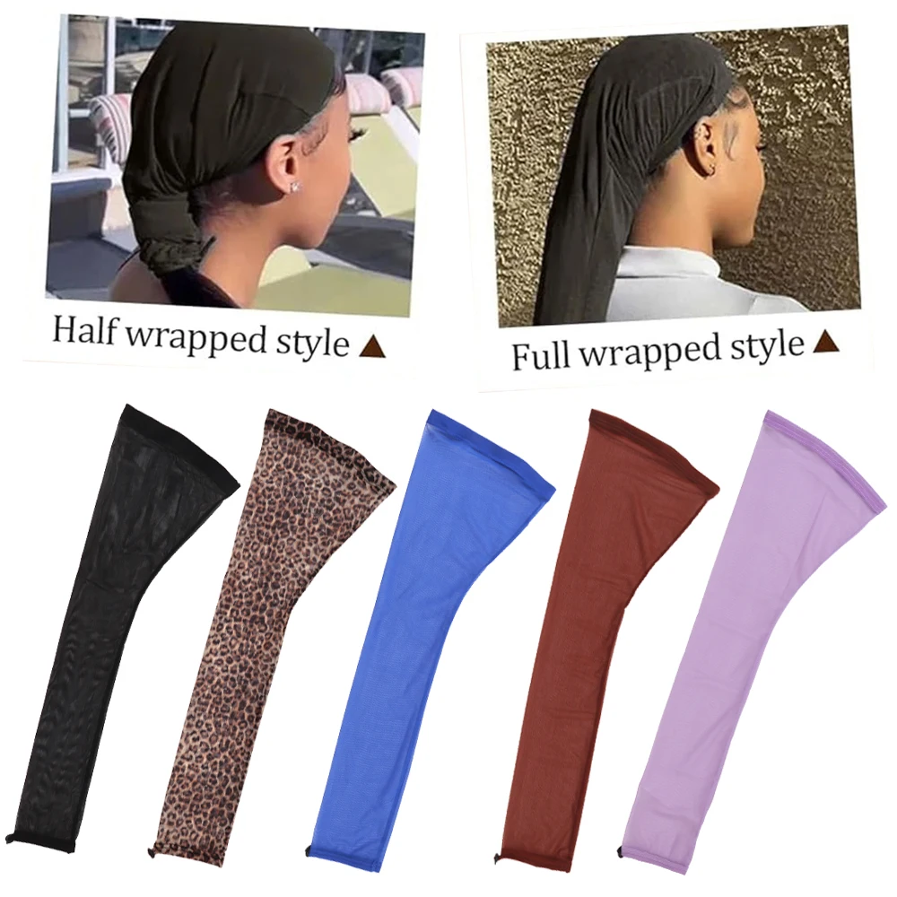 Cilindro de trenza de media con cordón para el cabello, malla de encaje, redecilla para moño, manga para el cabello, gorros de peluca largos Locs