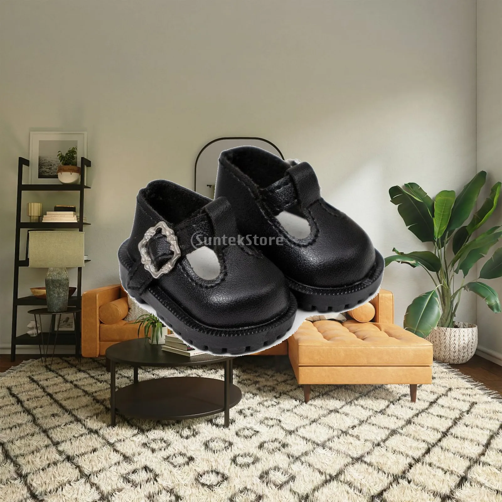Matte Doll Shoes with Strap Low-Heel Doll Shoes Feminine Footwear Stylish for