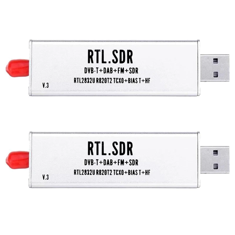 

New-2X 0.1Mhz-1.7Ghz TCXO RTL SDR Receiver R820T2 USB RTL-SDR Dongle With 0.5Ppm TCXO SMA MJZSEE A300U Tester