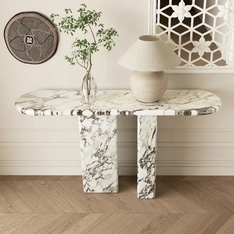 

Marble entrance table for home entry, French light luxury small apartment entrance table against the wall