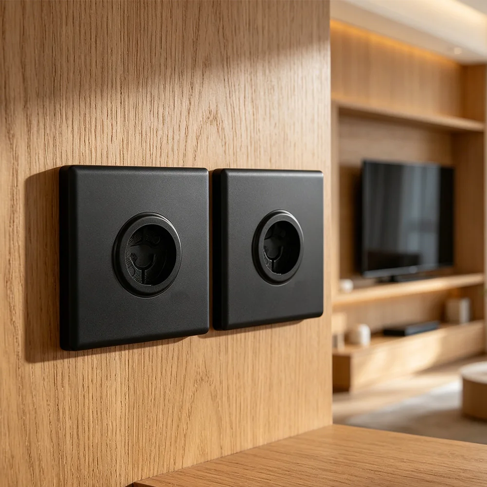 Cable Entry Cover 29MM Black 2 Pack ABS Wall Cable Cover with Pre Installed Binder Mount and Dust Proof Design
