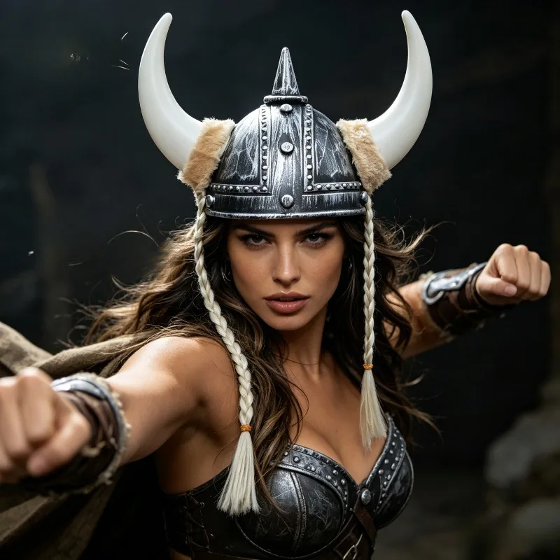 Viking Horn Hat Pirate Warrior Helmet Ancient Roman Soldier Headwear Costume Accessory for Festival Masquerade Party Halloween