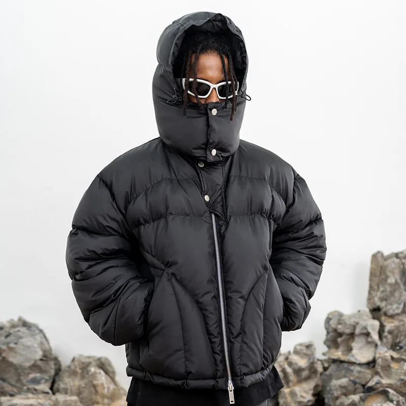 New Autumn And Winter Collection, Niche Functional Design, Hooded, Warm, Thickened Solid Color Casual Cotton-padded Jacket For M