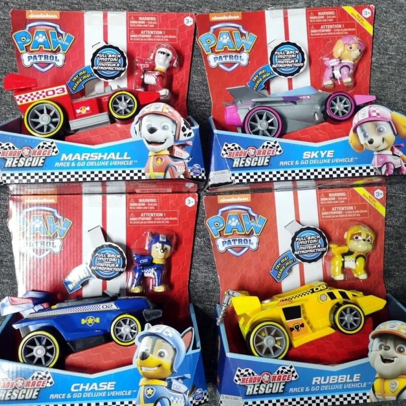 Original Paw Patrol Pull Back Car Series Vehicle Car Ryder Tracker Everest Chase Rex Skye Rocky Marshall Action Figure Gift Toy