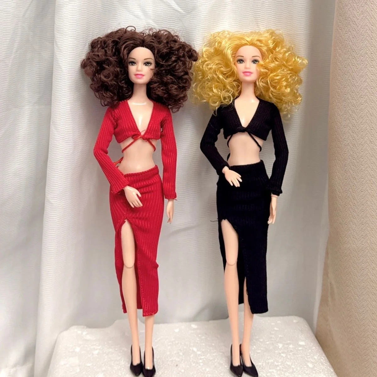 30 CM Mode Supermodel Pop Witte Huid/krullend Haar Lichaam Gewrichten Beweegbare 1/6 BJD Pop Sexy Vest + rok Set Speelhuis Speelgoed Geschenken