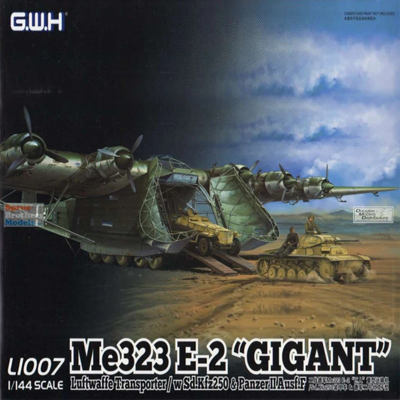 جريت وول هوبي L1007 1/144 Me 323 E-2 "Gigant" Luftwaffe Transporter w/Sd. Kfz.250 وبانزر II Ausf. طقم نماذج مقياس F