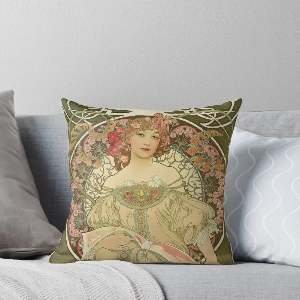 Reverie, Daydream (1898) - Alphonse Mucha Throw Pillow Luxury Sofa Cushions Pillowcases For Pillows Decorative Cushions pillow