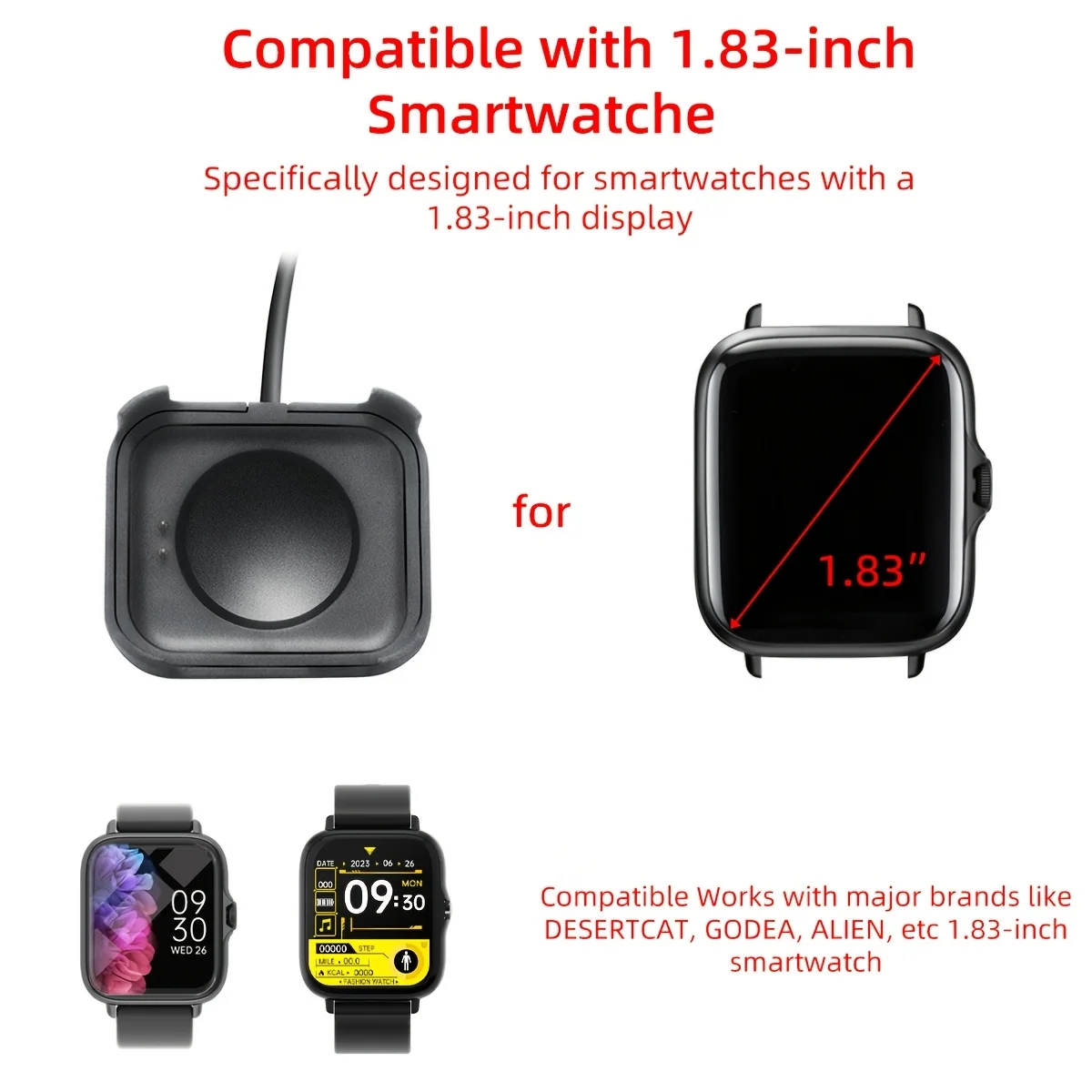 Smart Watch Charger Buckle Charging Cable Seat Pure Copper Core for Desertcat Godea Alien 1.83 inch Smart wa