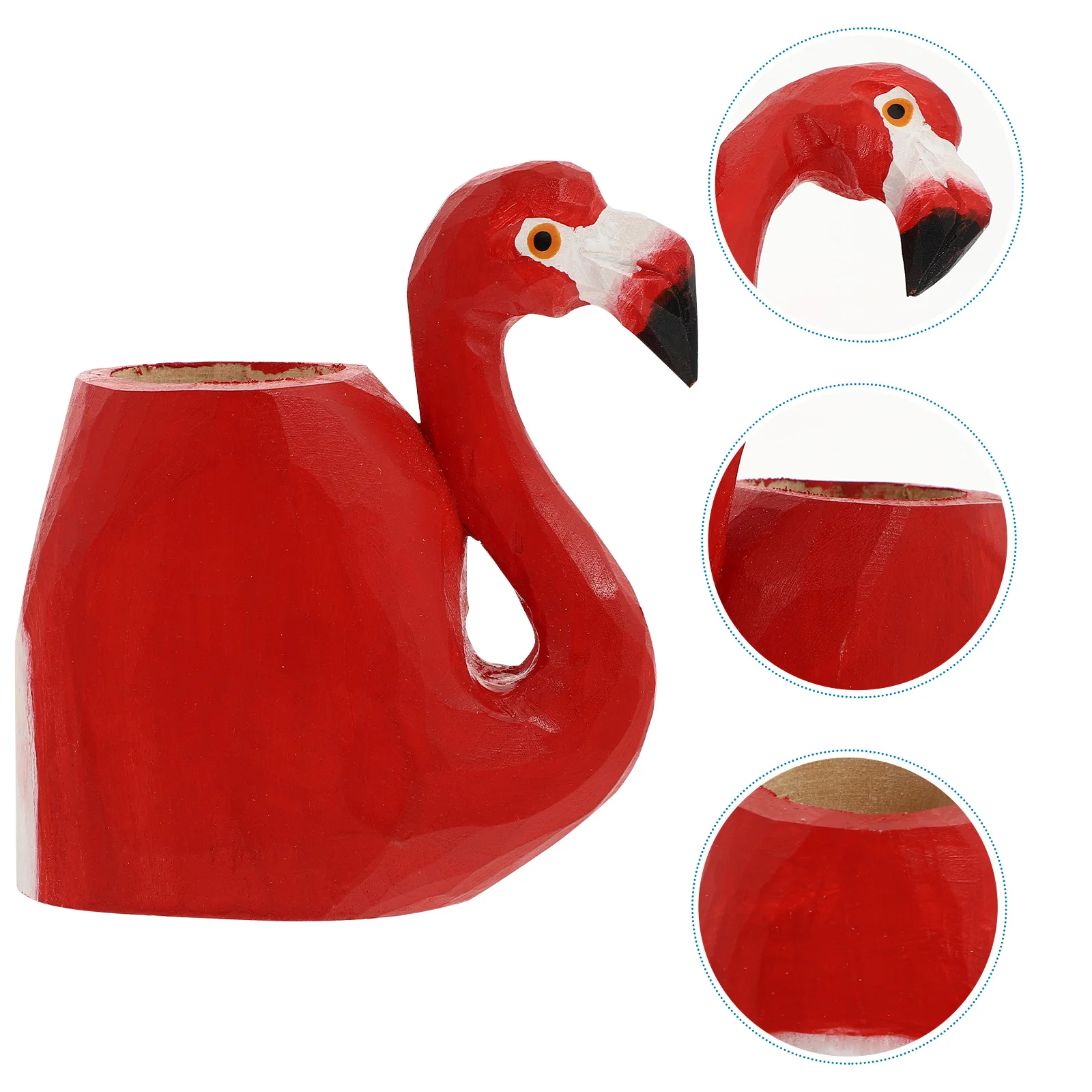 

Flamingo Pen Holder H Carved Desktop ganizer Wooden Material Makeup Brush St Stylish Decoration Office Home Use