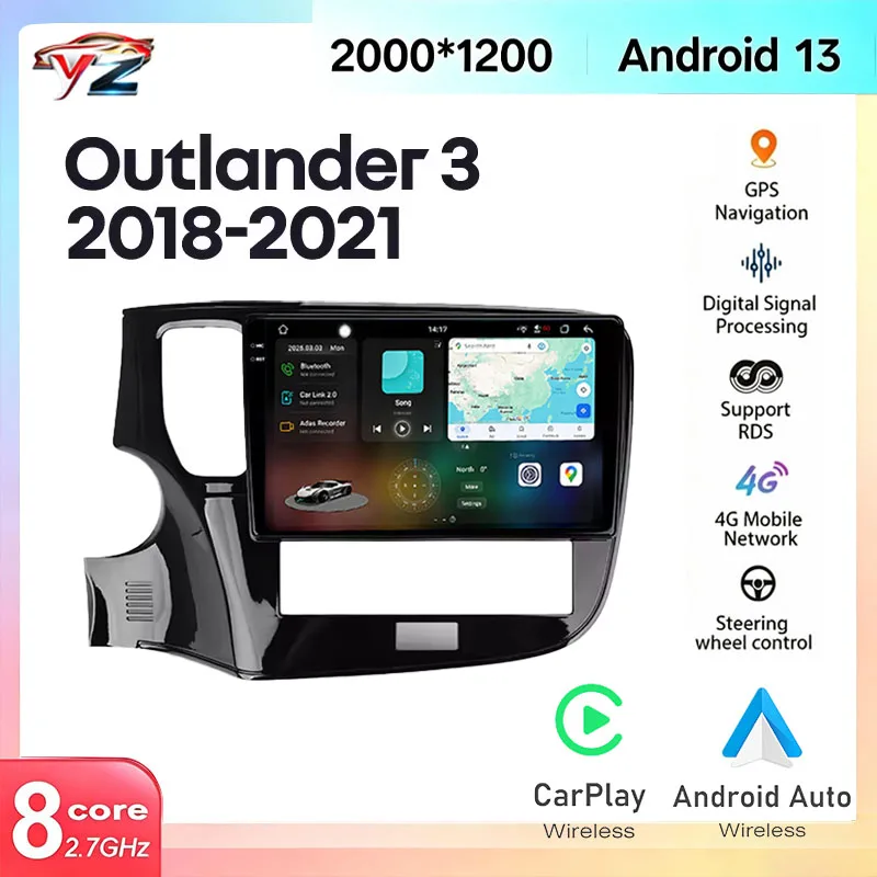 CarPlay Android Auto For Mitsubishi Outlander 3 III GF0W GG0W 2018-2021 2DIN Car headunit Autoradio Car Radio Multimedia Stereo