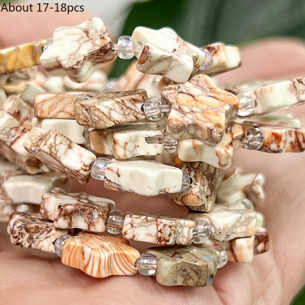 Natural Stone Beads 10mm Off-white Sea Sediment Jaspers Star Loose Beads for Jewelry Making DIY Necklace Bracelet Accessories