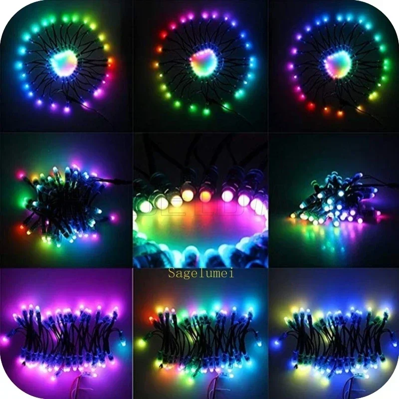 500-1000pcs DC5V 12mm WS2811 IC Full Color Pixel LED Module Light IP68 Waterproof RGB Color Digital LED Pixel Light T1000S Kits