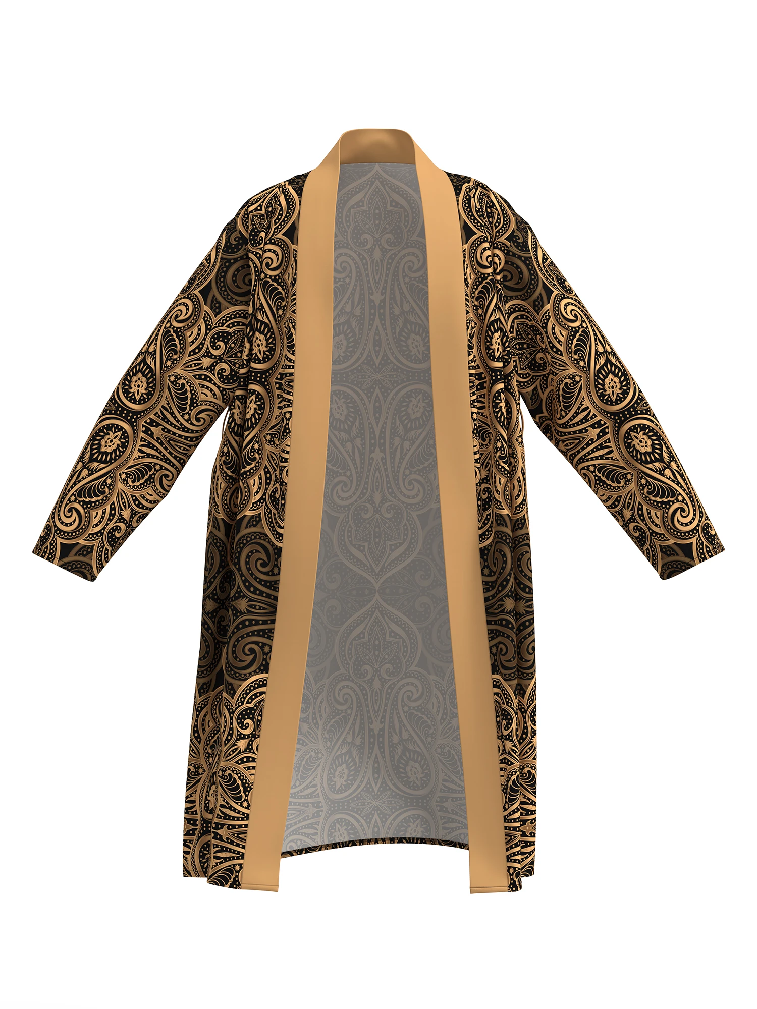 

3D digital printing Perris pattern comfortable and skin-friendly nightgown for men, long-sleeved thin bathrobe for home fun