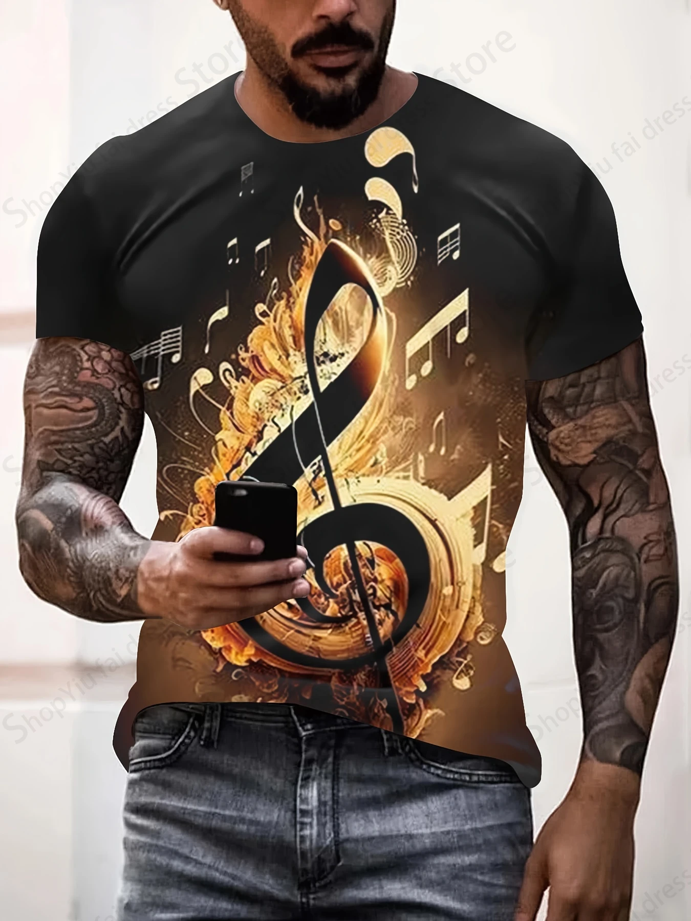 Music Note 3d Print T-shirt Men Women Fashion Short Sleeve T-shirt Kids Hip Hop Tops Tees Streetwear Oversized Tshirt Summer Top