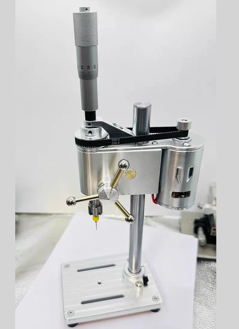 Desktop ornament Mini bench drill with a longitudinal micrometer for fine adjustment