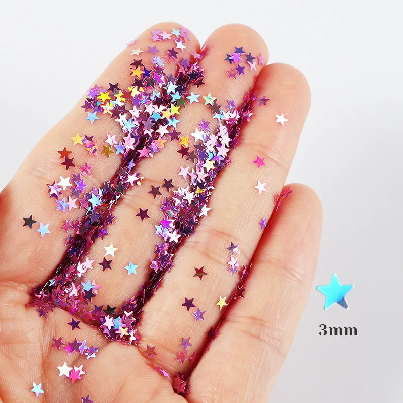 Abalorios holográficos para uñas con estrellas láser, 2g, escamas brillantes, dorados, plateados, lentejuelas, suministros para uñas, accesorios profesionales