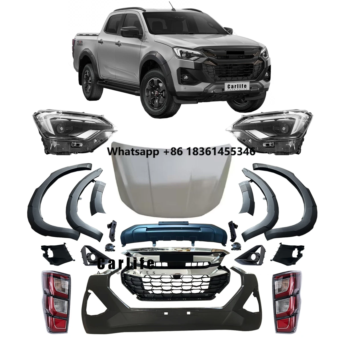 For  4X4 Dmax 2019-2023 Upgrade To 2025 V CROSS Model. DaMei Perfect Fitment Bumpers Body Kit