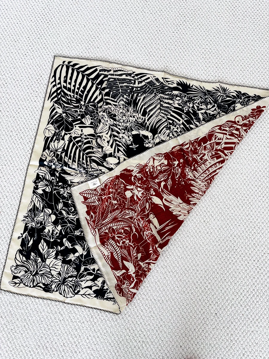 

Double Faced Wool Silk Scarf 90CM Hand Rolled Edges Shawls Square Bandana Clothing Decoration Hair Neck Accessories 90cm