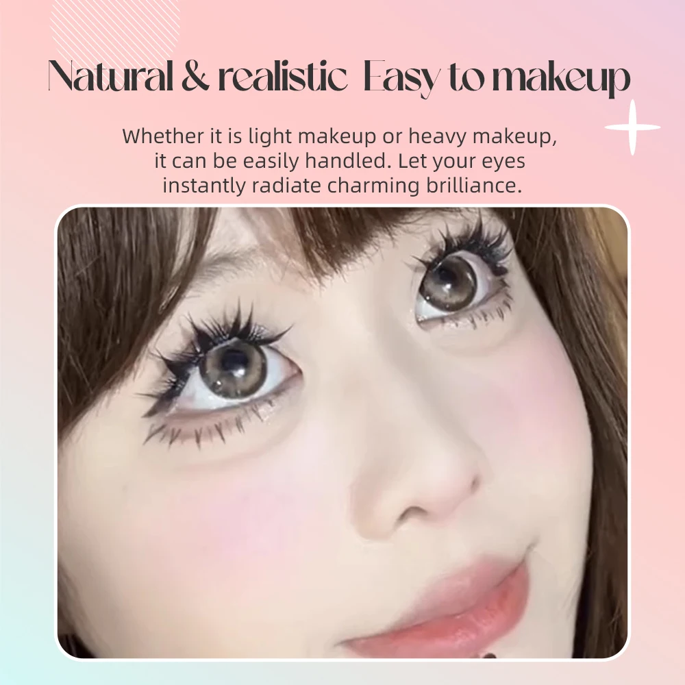 Yelix-Cílios de Cosplay de Anime Japonês Falso, Cílios Imprensa Sem Cola, Spiky, Olhar Molhado, 13mm, Asiático, Clusters