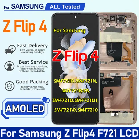 6.7 "lcd para samsung z flip 4 display lcd tela de toque com quadro para samsung z flip4 SM-F721B f721n substituição