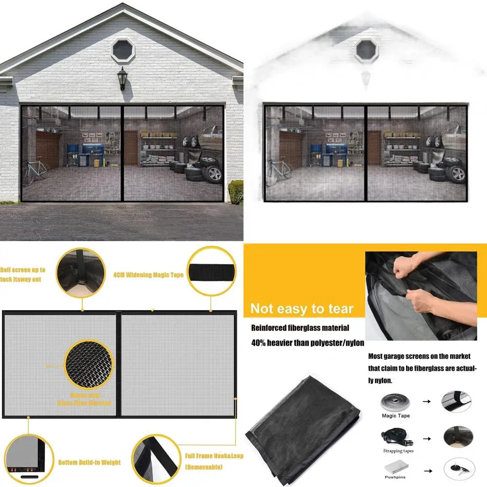 

14' x 7' Garage Door Screen - Reinforced Fiberglass with High Energy Magnets for 1 Car Garage