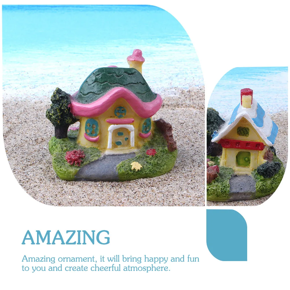 

4 Pcs Garden Decorations Miniature House Resin Houses for Crafts Desktop