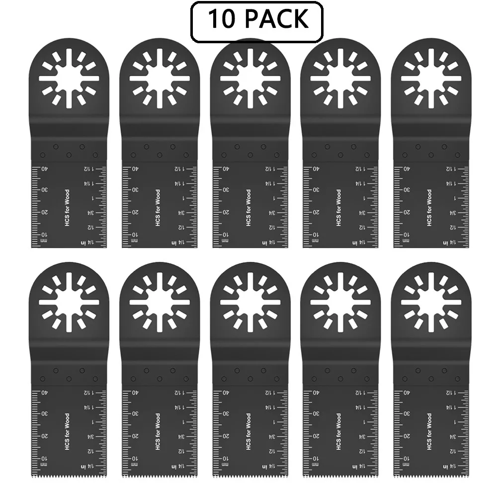 10Pcs 34mm Coarse Fine Tooth Oscillating Saw Blades Universal Closed Hole Suitable for Bosch Makita Dewalt Milwaukee Craftsman