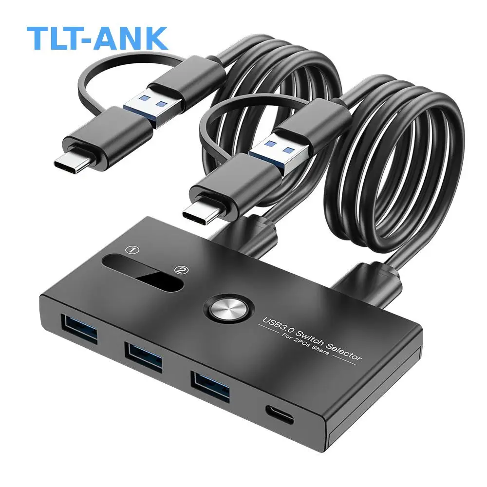 USB 3.0 Desktop Laptop Switcher with TYPE C KVM SWITCH 2 in 4 Out Printer Sharer Stock