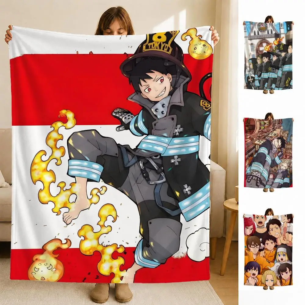 anime F-Fire F-Force Throw Soft Flannel Blanket for Bed Bedroom Sofa Picnic Throw Skin-friendly Breathable Gift Cover