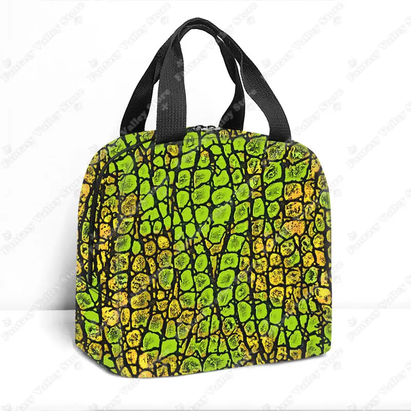 Tiger Leopard Zebra Crocodile Stripes Print Lunch Bag Handbag Breakfast Organizer Picnic Cooler Food Bag Thermal Lunch Box