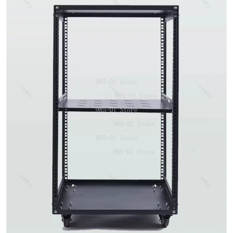 18U/12U Open Network Cabinet - 2mm Adjustable Shelf Mobile Server Rack with 4 Wheels