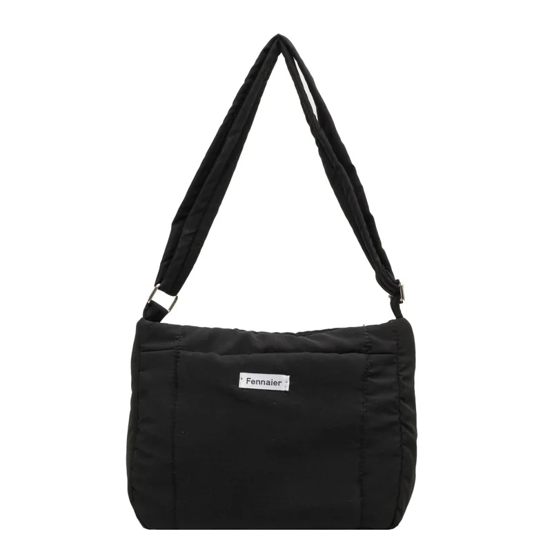 Lightweight Down Cotton Crossbody Bag Student Commuter Unisex Tote Bag Nylon Cloth Shoulder Bag