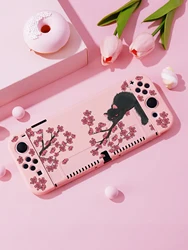Black Cat Case for Nintendo Switch OLED, NS Game Accessories,Handheld Separable Shell for NS Joycon, Switch Lite Cover