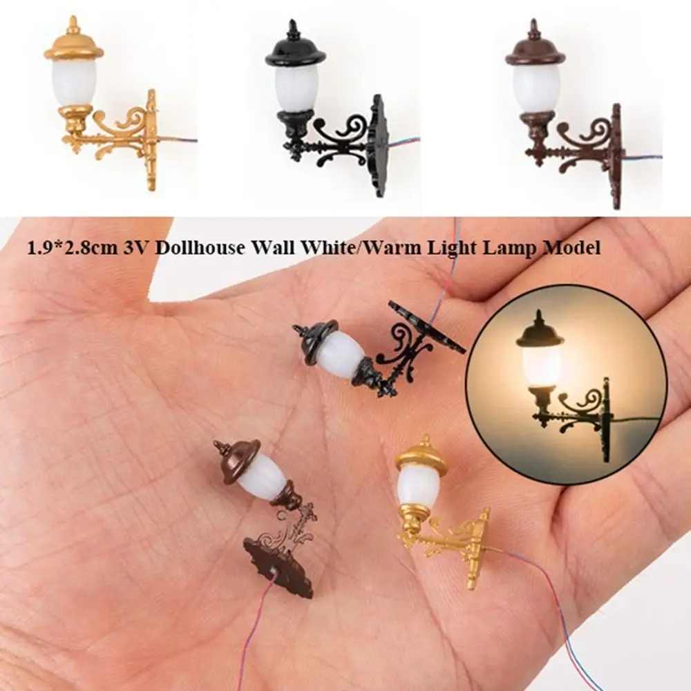 High Quality 1.9*2.8cm Dollhouse Wall Lamp ABS Metal Material 3V Garden Yard Led Light House Garden Decor Sand Table Chandelier