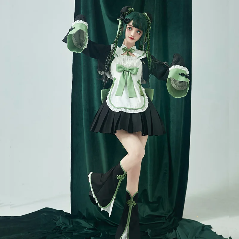 Cute Green Panda Bamboo Lolita OP Dress stile cinese donna migliorato Kawaii Girl Lolita abiti Vestidos Halloween Christmas Set