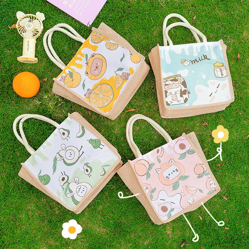 Cute Cartoon Oxford Tote Handbags Lunch Bags Reusable Shopping Bag For Women Casual Summer Beach Travel Pouch