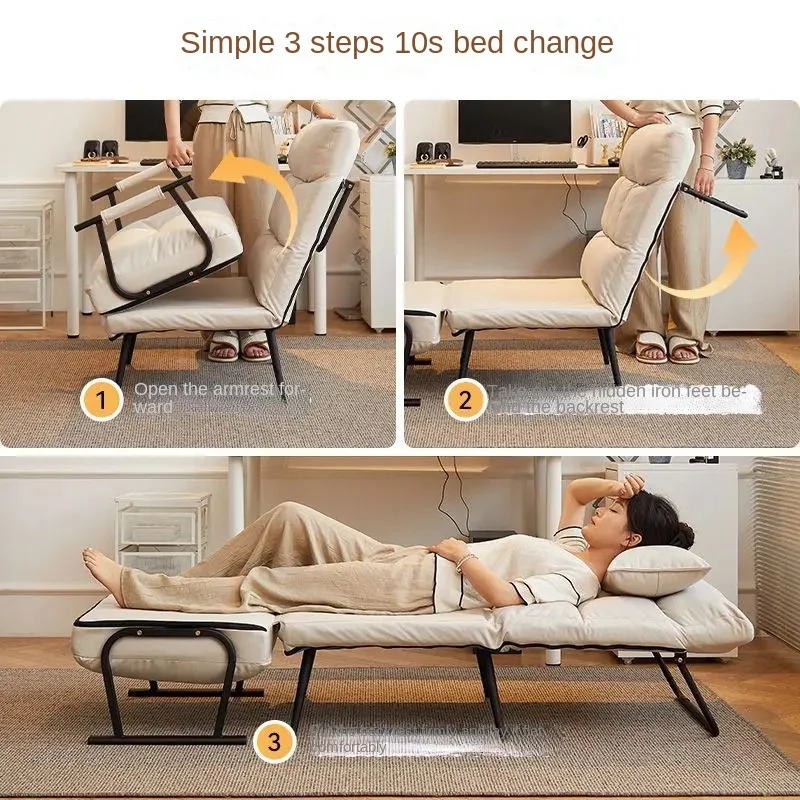 Sofá cama plegable para oficina, cama individual para siesta, silla de doble uso, Puede tumbarse en verano, puede sentarse, asiento trasero