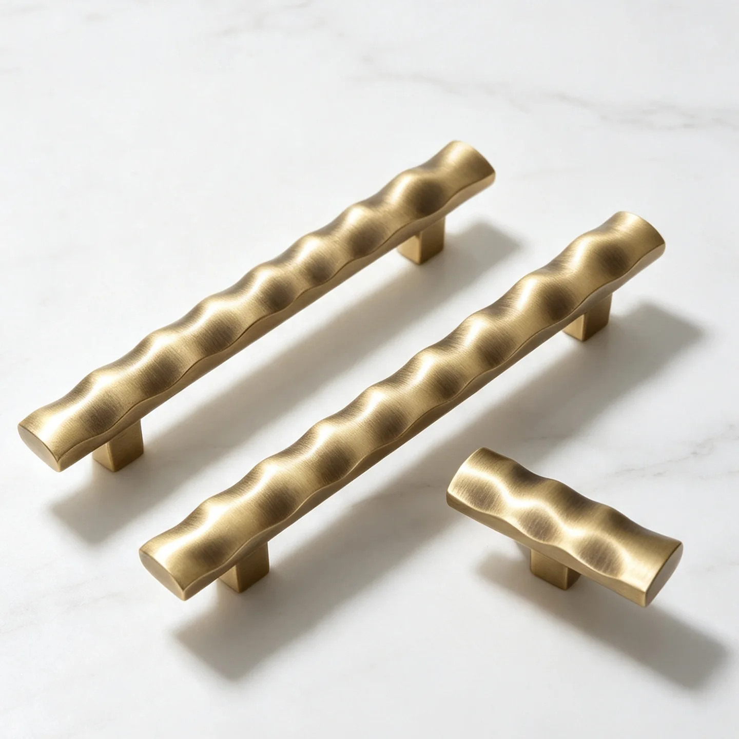 French Water Ripple Brass Handle Creative High-end Wardrobe Cabinet Door Handle Light Luxury Drawer Solid Hardware Door Handle
