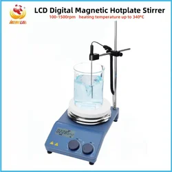 IKEME Heating Magnetic Stirrer Mixer LCD Digital 1500rpm Magnetic Stirrer Hot Plate With Stir Bar Chemistry Laboratory Equipment