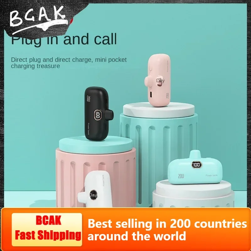 

HOT Real Capacity BCAK 5000mAh Digital Display Capsule Power Bank Is Suitable for Android, Apple Type-C Interface, in-line Mini