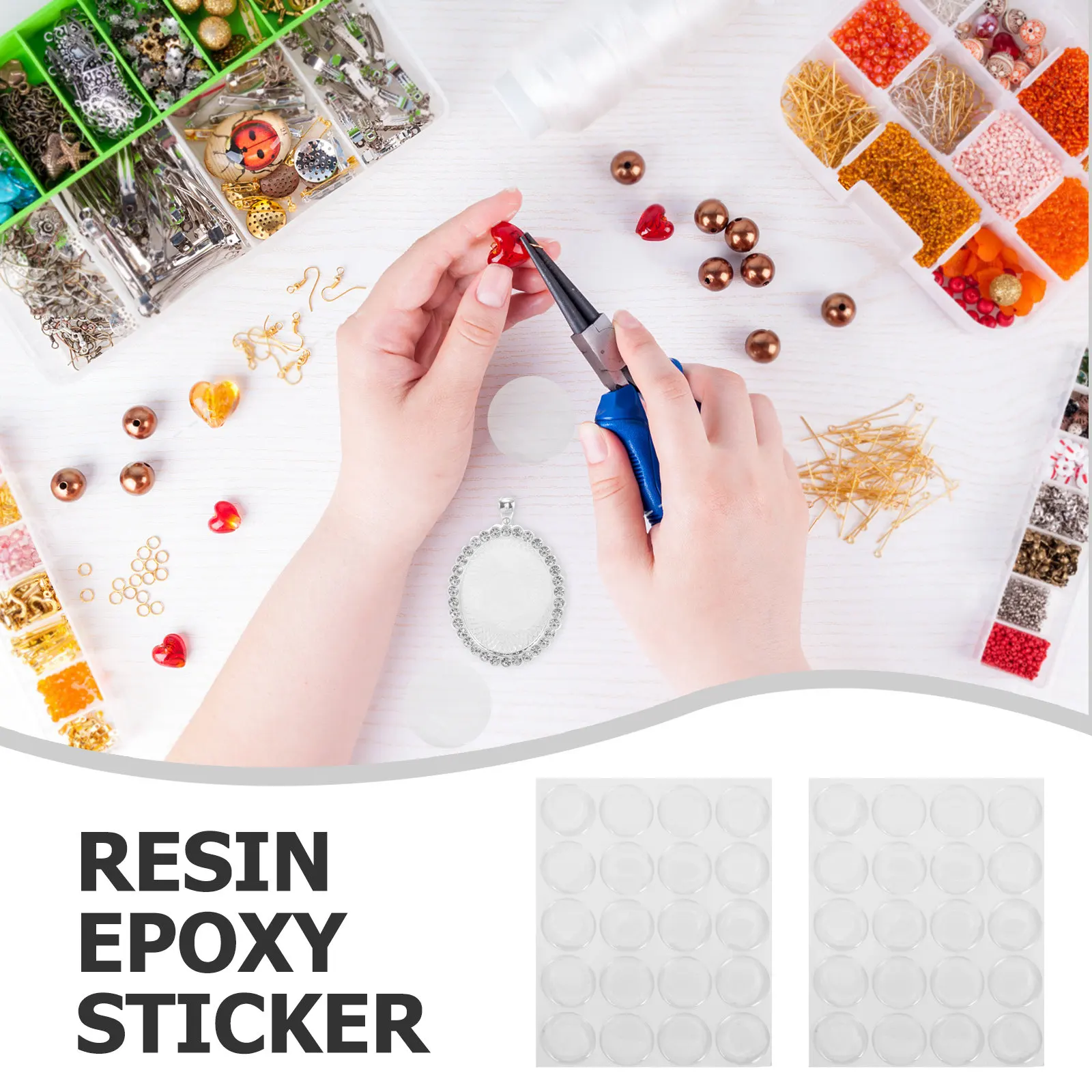 5Sheet Round Transparent Time Gemstone Stickers 25Mm Resin Patch Flat Back DIY Jewelry Craft Supplies Adhesive