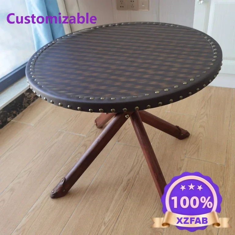 Factory Direct 2026 New Outdoor Round Table Leisure Balcony Solid Wood Low Retro Small